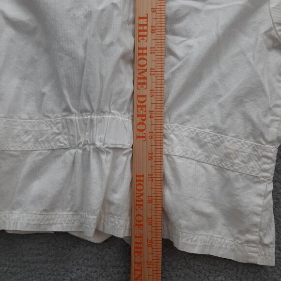 So wear it declair it White Short Sleeve Blazer Peplum Waist Notched Collar Sz L - Picture 9 of 10